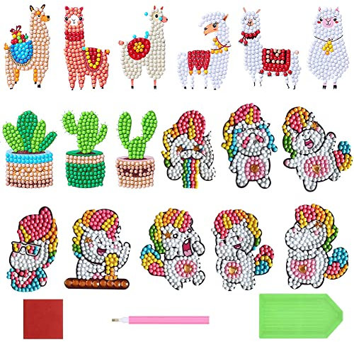 MEZHEN Lama Diamond Painting Kinder 5D Diamant Painting Alpaka Kaktus Diamant Malerei Aufkleber Schaf Mitgebsel Kindergeburtstag Malen Nach Zahlen Geschenk Ostern