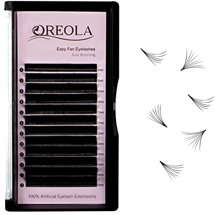 Oreola Self Fanning Lashes C Curl Easy Fan Lashes Russian Eyelash Extensions Practice with Volume Technology 3D 5D Mega for professional salon use 0.07 8-15mm