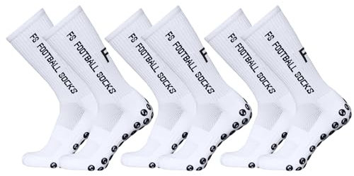 Taruor Fußballsocken für Kinder und Herren, Unisex Stutzenstrümpfe mit Anti-Rutsch-Griffen und Kompressionsstretch für sportliche Outdoor-Aktivitäten und Laufen, 3 Paar in Größe 39-46