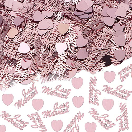 Konfetti Rosegold Pailletten Just Married mit Herzen Hochzeit Tischdeko für Geburtstag Hochzeit Party Dekoration