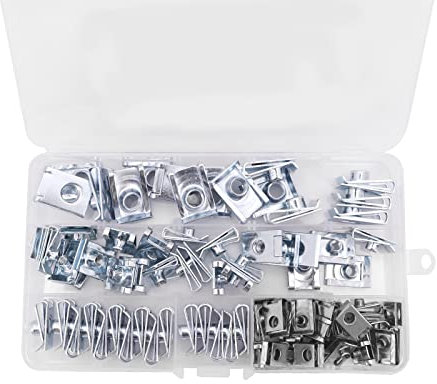 Yuhtech 80 Pcs 4 Größe Gewinde Clip Mutter Set M4 M5 M6 M8 Schnappmutter Set Auto Befestigung Clips für Auto Kraftfahrzeuge Haushaltsgeräte