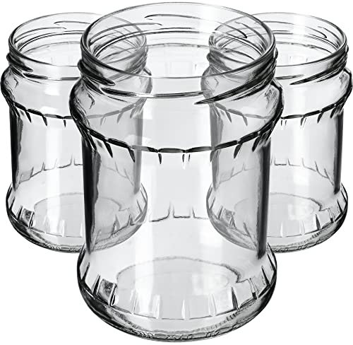KADAX Bocaux de 500 ml, Pots en Verre avec Couvercle Hermétique de 82mm pour la Conservation des Aliments, Idéals pour Confitures et Miel (Sans Couvercles, Lot de 48)
