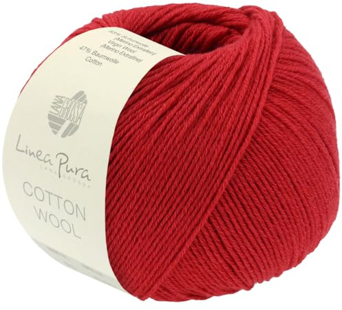 LANA GROSSA Cotton Wool | Klassisches Schurwollgarn mit Baumwolle | Handstrickgarn aus 53% Schurwolle (Merino extrafein) & 47% Baumwolle | 50g Wolle zum Stricken & Häkeln | 195m Garn FB 16