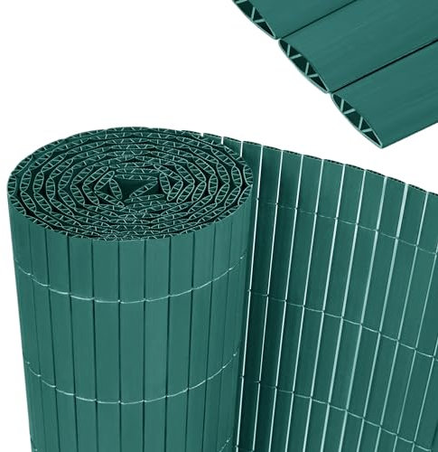YRHome PVC Sichtschutzmatte 180x600cm Stabile W-Form Sichtschutzzaun Balkon Balkonsichtschutz Sichtschutz mit Kabelbindern Windschutz Wetterfest UV-beständig für Garten Terrasse, Grün