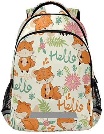 Niedlicher Cartoon-Fuchs-Schulrucksack für Jungen und Mädchen, Mittelschule, Grundbuchtaschen, mehrfarbig, Einheitsgröße