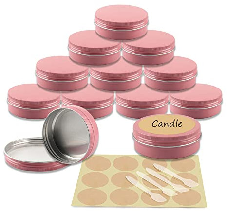 YANCAER 100 Stück 100ml - D83mm x H28mm Rosa Aluminium Leer Döschen, Rund Leere Dosen mit Schraubdeckel, Aluminium Blechdosen Klein Reise Tiegel, für lippenbalsam, Creme, Kerzen, Kosmetik