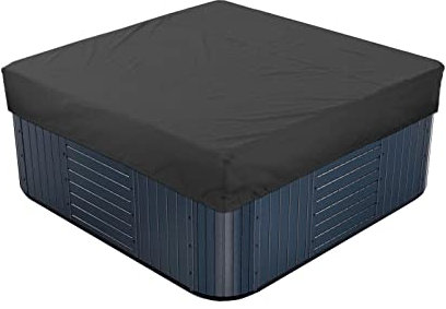 LDIW Telo Copri per Spa per Esterni 210D Poliestere Impermeabile Protezione UV Copertura per Vasca Idromassaggio Quadrata,Nero,218x218x30cm