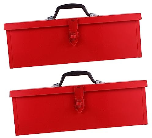 YARNOW Hoja De 2 Piezas Caja De Herramientas De Hojalata Pequeños Contenedores De Almacenamiento Cofre De Herramientas Portátil Rojo Equipaje Rígido Hoja De Hierro Pequeño Metal Mecánico