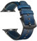 CeiBand Leder Armband für Apple Watch 38mm/40mm/41mm, Vintage Leder Ersatz Armband Edelstahl Dornschließe Uhrenarmband für Apple Watch 42mm/44mm/45mm/46mm/49mm (Blau)