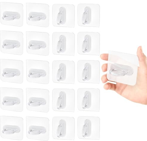 FIHODONE 20 Stück Multifunktionaler Rundhaken Selbstklebend, Deckenhaken ohne bohren Klebehaken Extra Stark, Selbstklebende Magische Haken, Wasserdicht Klebehaken, für Badezimmer, Küche, Balkon