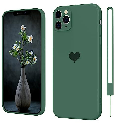 SupVict iPhone 11 Pro Max Hülle Silikon Case mit Herz, Ultra Dünn mit Microfiber, Kratzfeste Rundumschutz Case Stoßfest Slim Schutz Hülle für iPhone 11 Pro Max 6.5'' Grün