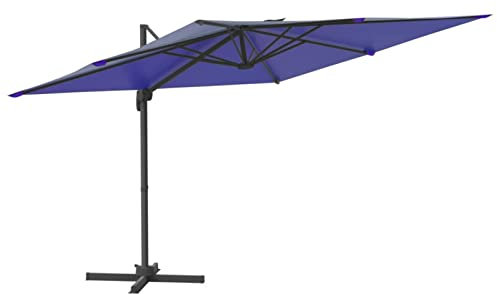 Homgoday Ampelschirm mit LED-Beleuchtung, hellblau, 400 x 300 cm, Sonnenschirm für den Garten, Strand, Angeln, Outdoor, winddicht, tragbar, für Balkon, Terrasse, Außenbereich, Pool