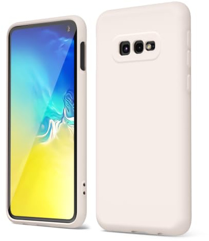 oakxco für Samsung Galaxy S10e Silikon Case mit Kameraschutz, Ultra Dünn Bunt Handyhülle Mädchen, Einfarbig Handy Hülle Slim Schutzhülle, Matt TPU Weich Gummi Glatt Silikonhülle Bumper, Beige Titan