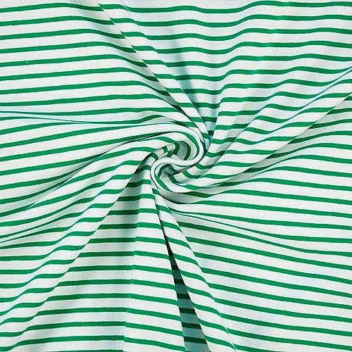 Jersey Stoff Mika, gestreift, 2,5mm und 5mm, grün/weiß (Länge am Stück ab: 50cm / Breite: 150cm)
