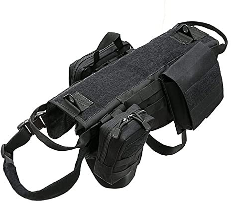 Taktisches Hundegeschirr No- Pull Molle Typ Hundeweste Geschirr mit 3 abnehmbaren Taschen einstellbar atmungsaktiv Haustier Anzug für kleine große Hunde Wandern Wandern Training