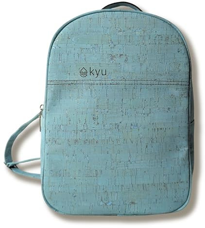 kyu Nachhaltiger Kork Rucksack aus kleiner Manufaktur, europäischer Kork, Daybag Herren&Damen, 2-in-1 kleiner Rucksack & Umhängetasche aus Kork, Diebstahlschutz & Anti-Theft, (Hellblau)