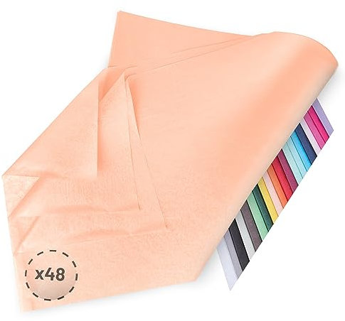 Verpackungswelt Seidenpapier 48 Blätter | 76x50 cm | Buntes Transparentpapier ideal als Verpackungsmaterial & Geschenkpapier | Papier zum Basteln | Schöne Dekoration | Bastelpapier in Apricot