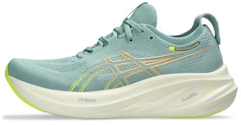 ASICS Gel-Nimbus 26 Damen-Laufschuh, Helles Seladongrün/Sicherheitsgelb, 43.5 EU