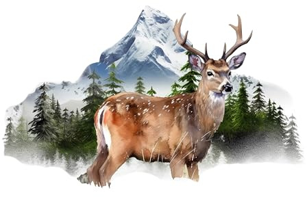 GRAZDesign Wandtattoo Hirsch im Wald, Natur Wandaufkleber für Wohnzimmer, Schlafzimmer, Küche, Skandinavisch - 82x50cm