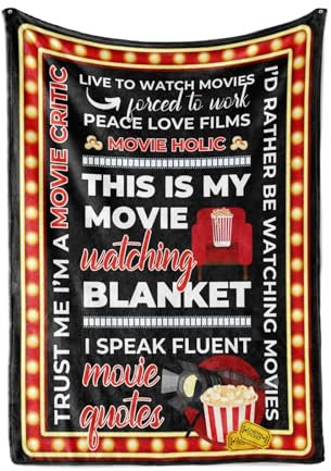 Filmliebhaber-Geschenke, Decke für Filmabende, perfekt für Geburtstag/Weihnachten, 127 x 165 cm, einzigartiges Design, Flanell-Plüschdecke, This is My Movie Watching Decke