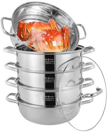 Kaichenyt Vaporizador de 5 niveles, acero inoxidable con cubierta de cristal, para cocinas eléctricas de cerámica, hornos eléctricos, etc
