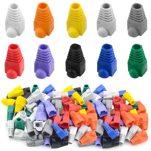 BGTXINGI 240Pcs 10 Colors Plastic Soft Ethernet RJ45 Cable Connector Boots Plug Cover Ethernet Network Plug Sheath Cable Ends Plug Connector Cover Cable Strain Relief Boot Cable Connector Plug Boot
