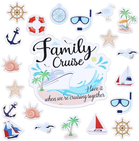 21pcs Cruise Door Decorations Magnetic, Family Cruise Door Magnets Funny Carnival Ship Door Magnet Stickers for Refrigerator Cabin Car Fridge Decor Summer Party Supplies
