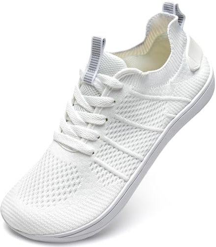 IceUnicorn Breite Barfuss Schuhe Damen Barfußschuhe Leichte Zero-Drop Atmungsaktiv Unisex Herren Minimalistische Outdoor(555Weiß,40EU