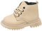 Happy Cherry Stivaletti Bambini Bambina Stivali Pelle Impermeabili Bimbo Bimba Eleganti Comode Scarpe Outdoor Suola Antiscivolo con Lacci e Zip Laterale 25 EU Beige