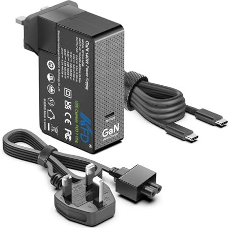140W USB C charger, KFD PD3.1 GaN USB-C Power Adapter for MacBook, HP, Samsung,ASUS Zenbook Duo S Flip 14 S13 UM425UAZ ROG Flow Z13 2025 Gaming Laptop Charger Travel Adapter USBC Cable Fast Charger