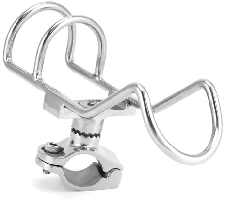 QWORK® 360° Drehbar Angelrutenhalter aus Edelstahl 316 - Klemmung auf 25 mm Schienen - für Boote, Fischerboot, Kajak