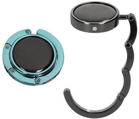 kwmobile Taschenhalter für Tisch - 2X Faltbare Antirutsch Handtaschenhalter Tisch Haken - Taschen Aufhänger - Geschenkidee Gadgets für Frauen - Taschenhaken Set in Schwarz Hellblau