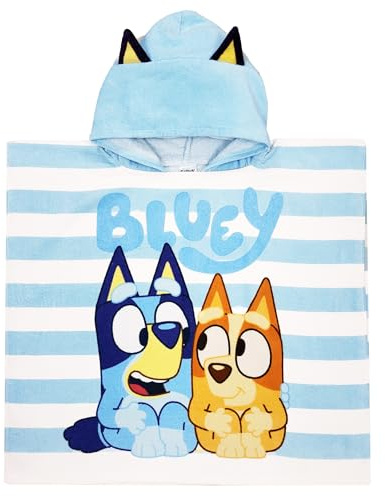 Bluey Jungen Schwimmen Kapuzenhandtuch Poncho Badetuch Hoodie Cover Up (Bluey Towel - Blau, Einheitsgröße)