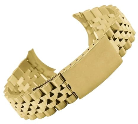 Svincoter Uhrenarmband aus Metall mit gebogenem Ende, passend for Rolex DATEJUST Jubilee, Edelstahlarmband, Zubehör, 18 mm/19 mm/20 mm/21 mm Gürtel(Gold,18mm)