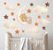 Wally Fox - Wandtattoo Kinderzimmer - Kinderzimmer Deko - Wandtattoo Kinderzimmer Jungen, Mädchen - Teddybär auf dem Mond, Sterne, Wolken, Mond, braun, Boho - 21stk