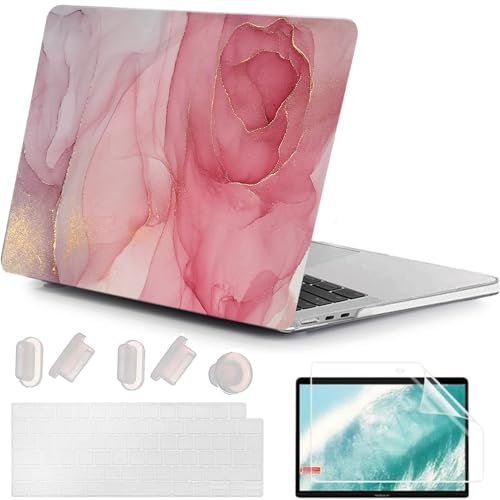 MUSHUI 4 in 1 Hülle Kompatibel mit MacBook Air 13.6 Zoll 2025 2024-2022 (M4 A3240 M3 A3113 M2 A2681), Ultradünne Hartschale Schutzhülle Snap Case & Tastaturschutz & Schutzfolie, Kreativer Marmor 2
