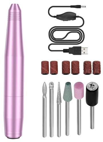 Electric Nail File,Nail Drill Machine,Low Vibration Electric Nail Drill 20000rpm,Nail Drill for Gel Nails,Adjustable Speed with 6 Drill Bits,Electric Manicure Pedicure Kit for Gel/Acrylic