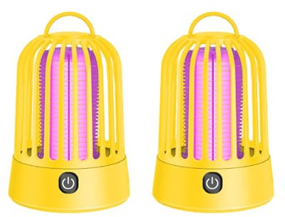 Lampe de moustiquaire 5W, Zapper électrique de moustiquaire, attrapeur de Mouche 360 °, Insecticide sûr pour Une Utilisation Domestique - Jaune. (2PCS)