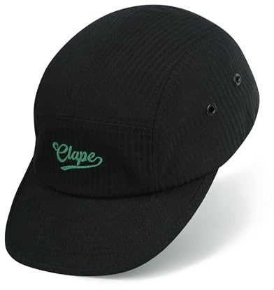 CLAPE Casquettes de Baseball Homme Femme Casquette 5 Panneaux Bord Plat Coton Chapeau Soft Réglable Unisex Casquette Running Noir Black BSAP2515