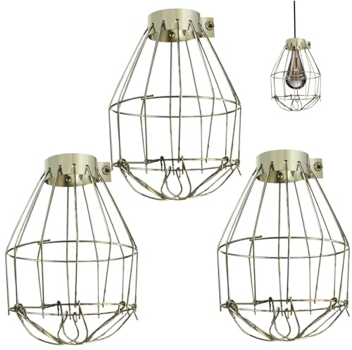 Light Bulb Covers, 3PCS Iron Wire Light Bulb Cage, Vintage Light Bulb Cage Guard, Metal Lamp Shade for Ceiling Fan, Pendant String Light, Light Bulb Cage