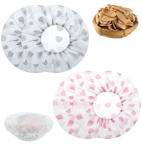 Bowl Covers, 4 Pcs 27 cm Elastic Reusable Plastic Bread Proofing Cover for Rising, Bread Proofing, (Pink & Gray)