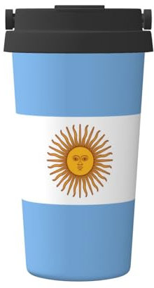 WBQLSL Termo de acero inoxidable con patrón de bandera argentina, 12 horas de larga duración, aislamiento térmico y frío, taza de café portátil
