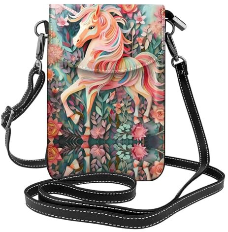 LLKGO TPaper Cut Einhorn Muster Crossbody Tasche Handytasche Damen Kleine Geldbörse Ein praktisches Geschenk geeignet zum Ausgehen, Trainieren und Einkaufen