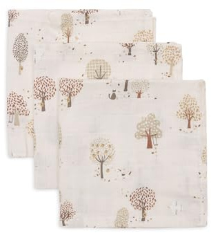 Jollein Spucktücher Baby – Tiny Park – 3er Pack – 31x31cm – Musselin – 100% Baumwolle – Mulltücher Baby – Mullwindeln – OEKO-TEX Zertifiziert