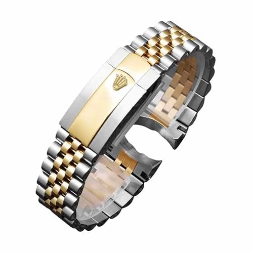 ROUHO Massiv Edelstahl Uhrenarmband – Ersatz Uhr Armband mit Faltschließe für Rolex Datejust 36mm & 41mm