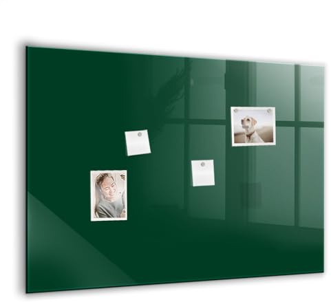 Tableau magnétique verre trempé | Whiteboard aimanté avec aimants puissants | Surface effaçable et résistante pour bureau et maison - 100x70cm - Couleur : vert bouteille