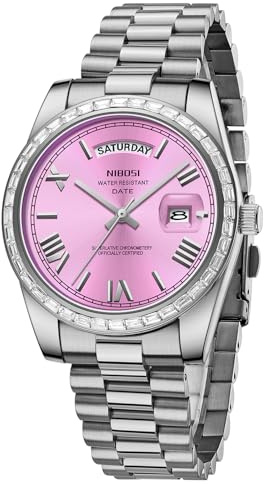 NIBOSI Montres pour Homme en Acier Inoxydable - Montre à Quartz analogique pour Homme - Étanche - Business Casual - Classique - avec Affichage du Jour et de la Date