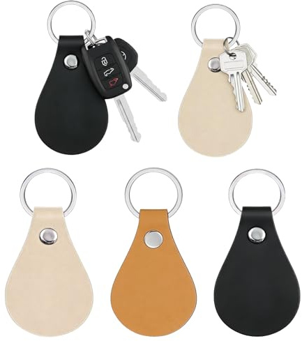 PIANKEKE 18 Pcs Porte Cle Cuir Personnalisable, Anneaux Porte Clef Personnalisable en cuir vierges pour gravure et loisirs créatifs, accessoires de gravure laser