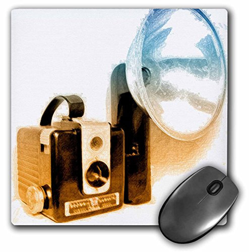 3dRose mp_20729_1 8 x 8-Inch Picture of a Vintage 1950s Camera with Bulb Flash Mouse Pad
