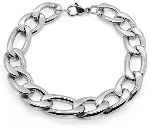 Soul-Cats Armband/Armkette aus Edelstahl für Männer in Silber, Größe: 14 mm